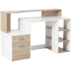 HOMCOM Bureau Beige - Design Contemporain Multifonction MDF - Publicité