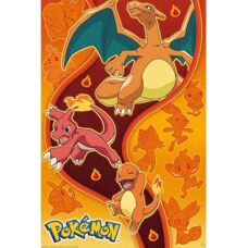 Pokemon Feuer Typ Poster - Charmander Entwicklung - 91.5cm