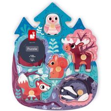 Janod J07097 Learning Toy - Forest Animal Puzzle - 6 Pieces
