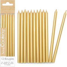 ScrapCooking 12 Goldene Kerzen - 12cm Geburtstag Dekoration