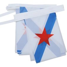 Az Flag Galicien Flaggenkette - 6M 20 Fahnen Stern 21x15cm