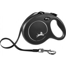 Flexi New Classic L 5m Corda Retrátil Preta - Coleira para Cão