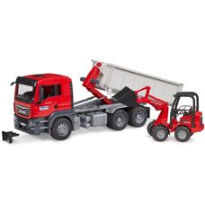 Bruder Man TGS - Roll-off Container, Mini Excavator - Truck