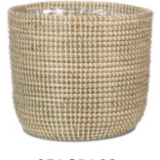 Scheurich White Seagrass Basket Planter - Basket Planter