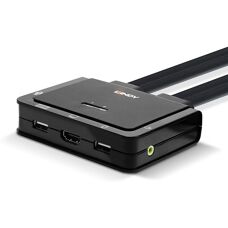 Lindy 42345 2 Port HDMI 2.0 USB KVM Switch - Schwarz