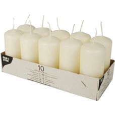Bougie en cire Papstar 17912 - Rond Creme - 10 pcs