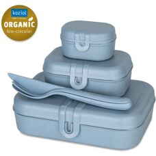Set de almuerzo Koziol Pascal Listo en azul con cubiertos