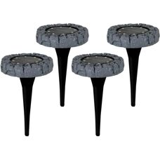 Näve Boden-Solar-LED-Gartenleuchte - Grau - 4er Pack
