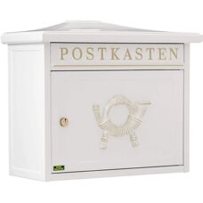 BURG WÄCHTER 12810 Sylt 1883 W Briefkasten - Weiß - Klassischer Stahl, Große Öffnung