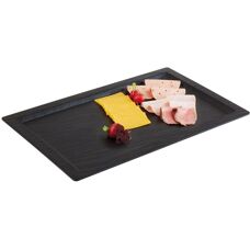 Plato de melamina APS GN 1/1 con aspecto pizarra 53x32,5 cm
