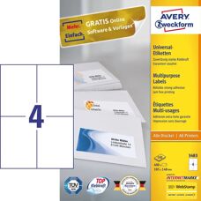 Avery 3483 White Self-Adhesive Labels - Rectangle, 400 pcs