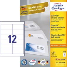Avery 3659 Hvite Permanente Rektangulære Merker - 1200 stk