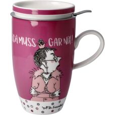 Goebel Bunte Porzellantasse mit Deckel & Sieb - Teetasse
