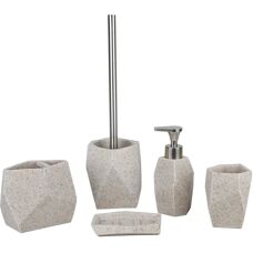 Axentia Santorino Bad-Set - 5-teilig, Moderne Resin-Optik