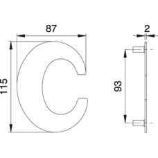 EDI 2512 Buchstabe C - Hausnummer - Gebürsteter Edelstahl