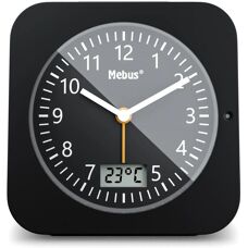 Mebus 25609 Alarm Clock - Radio-Controlled, Digital, Black