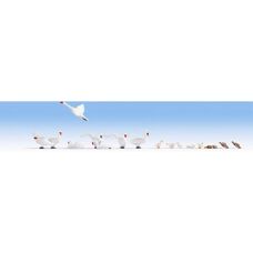 Figuras de escala NOCH cisnes y patos - 16 figuras pintadas