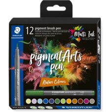 Staedtler Pigment Arts Markere cu Vârf de Peniță Multi - Set de 12