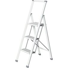 WENKO Aluminum Step Ladder - 3 Stages, Foldable, 150kg Max