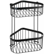 Mensola angolare nera WENKO - 2 livelli, acciaio, 23,5x33x18,5cm - Storage bagno