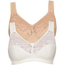 Susa Baumwoll-BH Duo - Unterstützend, Nahtlos, Elfenbein & Beige - BH, Unterwäsche