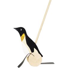 Goki WP005 Push & Pull Toy - Penguin Wooden Push Along