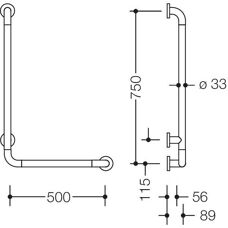 HEWI Barre de soutien 801, 750mm, sable - Support Bar - Publicité