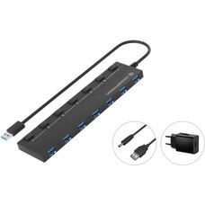 Conceptronic HUBBIES19BP USB 3.2 Hub 7 Poorten Zwart