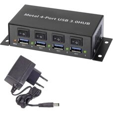 Renkforce RF-3955362 4-Port USB-Hub - Metall, Wandmontage