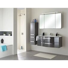 Pelipal Serie 4005 Badezimmer-Set - Steingrau Hochglanz