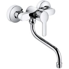 Kludi Neo Kitchen Faucet - Swiveling, Ceramic, Wall Mount