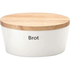 Continenta Keramik Brotkasten mit Holzdeckel - 3 Größen