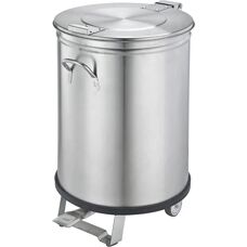 ShopDesChefs Edelstahl-Müllbehälter - 105L - Pedalöffnung