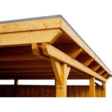 Skan Holz Carport Emsland - Flachdach, 354x846cm, Nussbaum