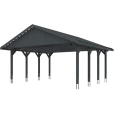 SKANHOLZ Wallgau Doppelcarport - Grau, 620x600cm - Carport