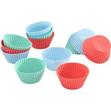 Moules à cupcakes en silicone platine - 12 unités - Publicité