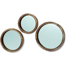Boltze Jones Wandspiegel-Set - Naturholz, 3 Größen