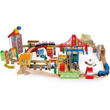 Small Foot Wooden Train Set - Wooden Harbour - 100 Pieces