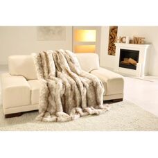 Plaid in pelliccia artificiale beige/bianco Gözze - Plaid