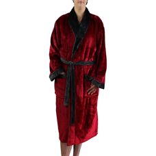 GÖZZE Seidenfeeling Unisex Badjas - Lang, 120cm, Rood