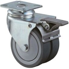 BS - B120.A85.075 - 75mm - grau Gummi - Doppellenkrolle