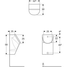 Geberit Renova Plan Urinal - Weiß, 0,5L, Versteckter Geruchskappe