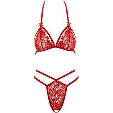 Cottelli Red Lace Lingerie Set - Soft-BH & Open String