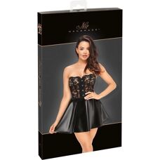 Noir Handmade Black Lace Bustier & Wetlook Dress - Size L