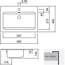 Alape EB R585H Rechteckiges Einbaubecken - Einbaubecken
