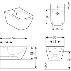 Keramag Smyle Quadrat Bidet - Wandhängend - Weiß - Bidet