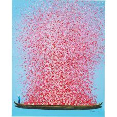 Tela Touched Flower Boat di Kare Design - Blu/Rosa - 80x100cm