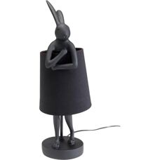 Kare Królik 50cm - Lampa stołowa z abażurem z lnu - Czarna