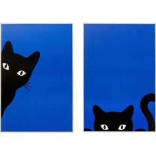 KARE DESIGN Niebieski Ciao Gatto Sztuka Ścienna - Zestaw 2