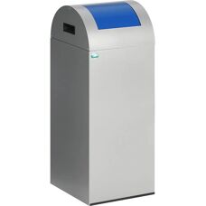 VAR Silber-Blau Abfallbehälter - 60L, Stahl, Auto-Stopp